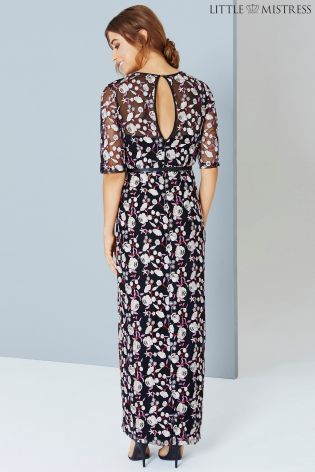 Little Mistress Embroidered Floral Maxi Dress